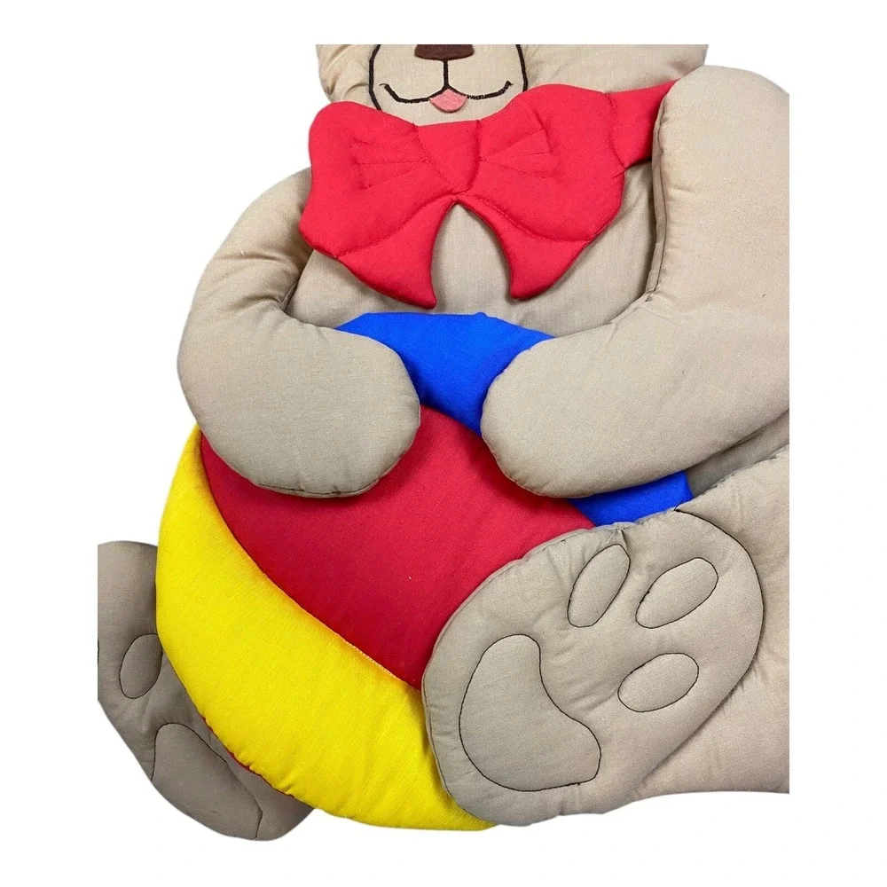 Vintage 90s Bear Flat Plush Wall Hanging Nursery Decor Infant Retro‎ Baby Room
